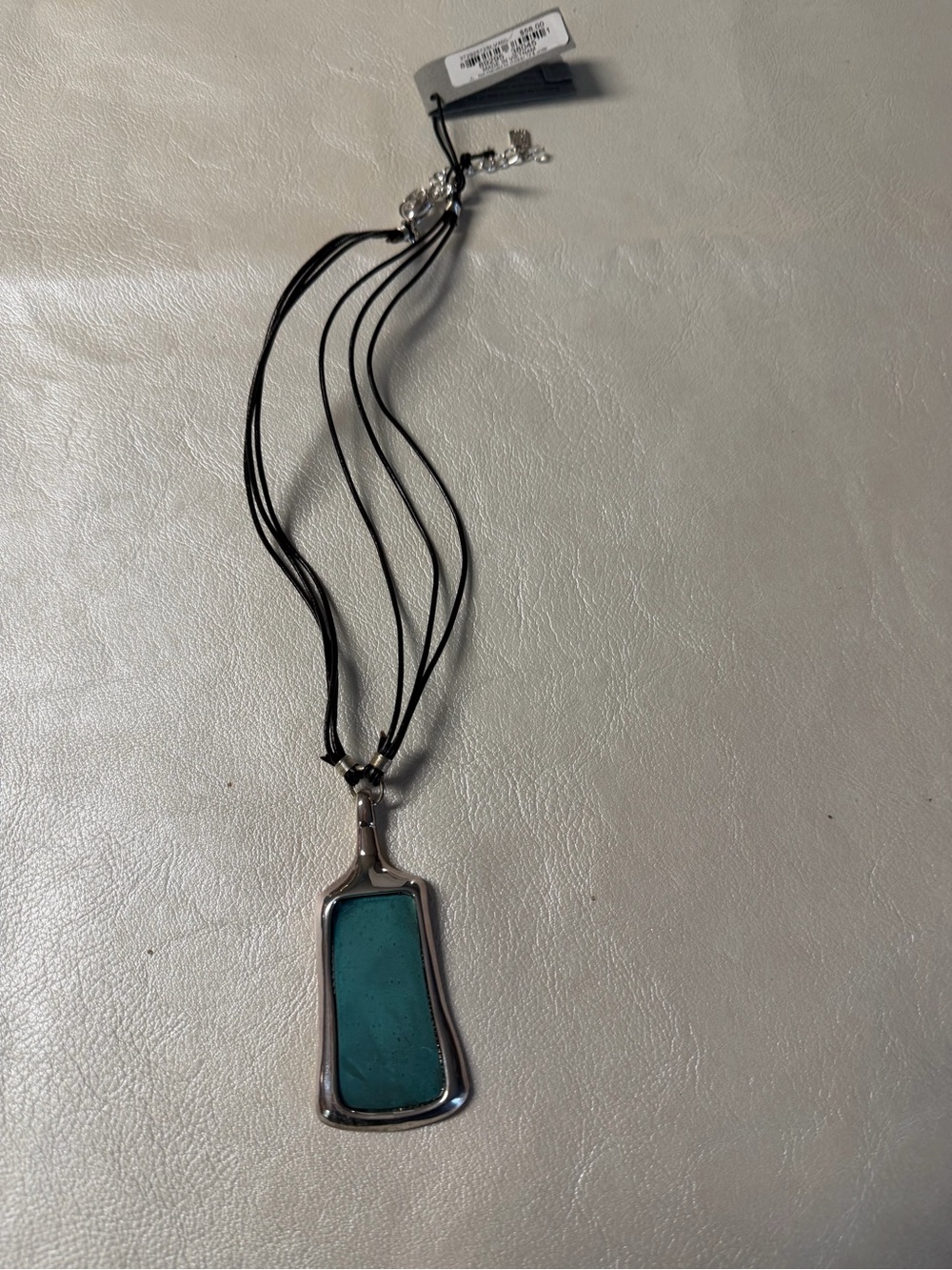 Robert Lee Morris Blue Green Pendant Necklace with Silver-Tone Frame